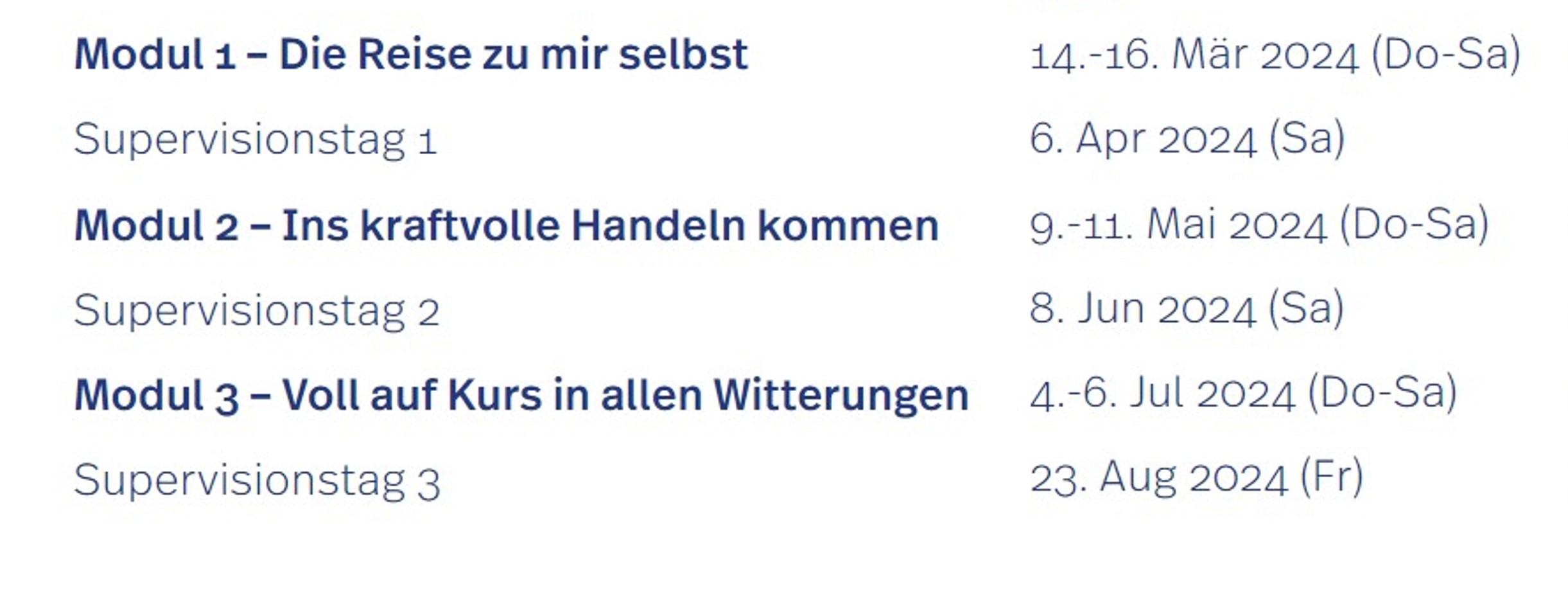 Durchführungsdaten 2024