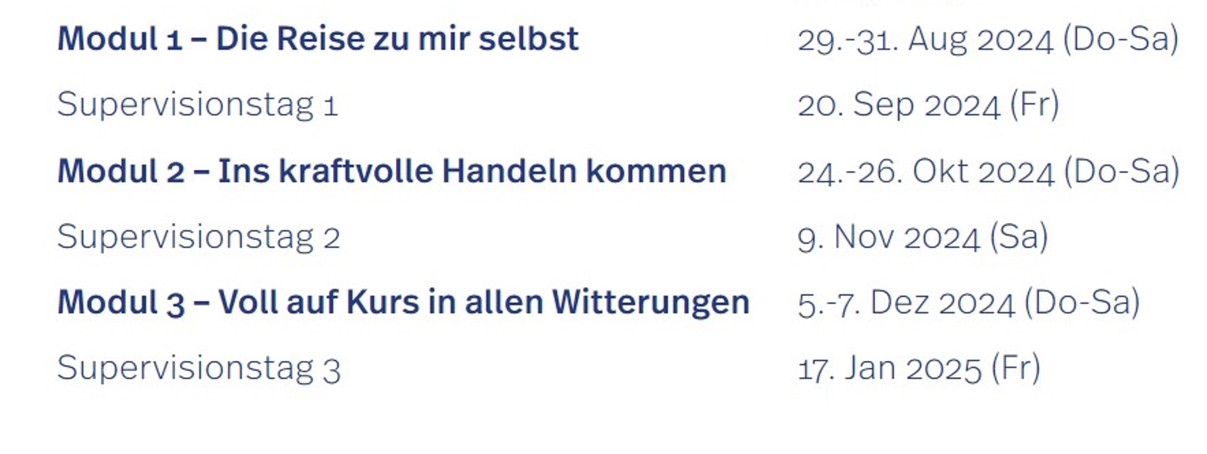 Durchführungsdaten 2024/2025